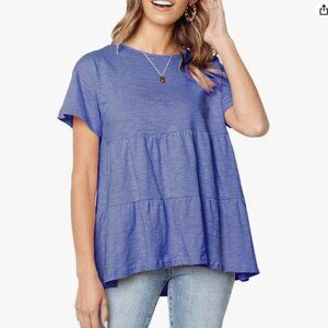 Women's Peplum Tops Summer Short Sleeve Ruffle Loose Shirt Blouse